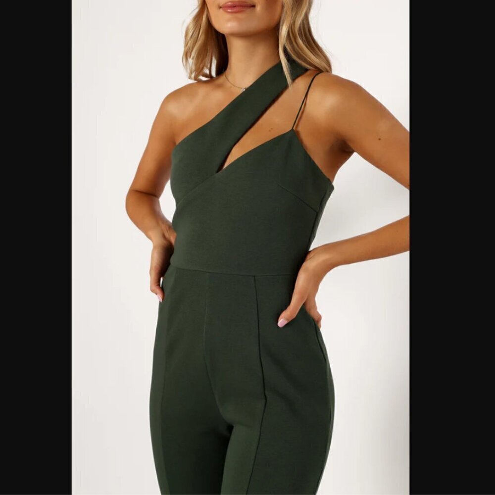 Petal & Pup Angelus Emerald Green Knit One Shoulder Jumpsuit 0 - Picture 8 of 8